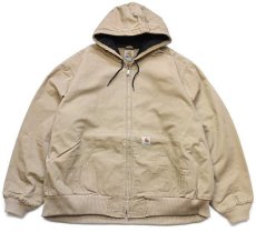 画像1: メキシコ製 carharttカーハート キルティングライナー コットン アクティブジャケット パーカー ベージュ 2XL★特大 (1)