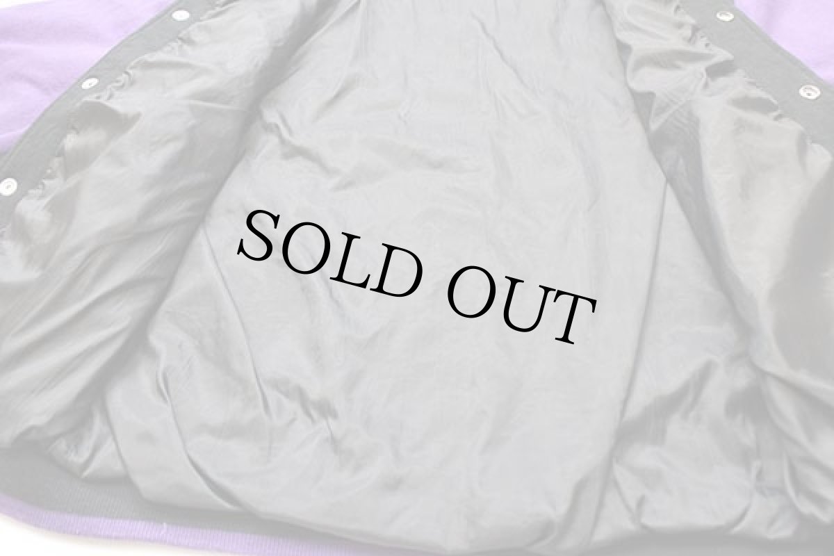 画像5: 00s FRUIT OF THE LOOM ツートン 切り替え スウェット スタジャン 黒×紫 M (5)