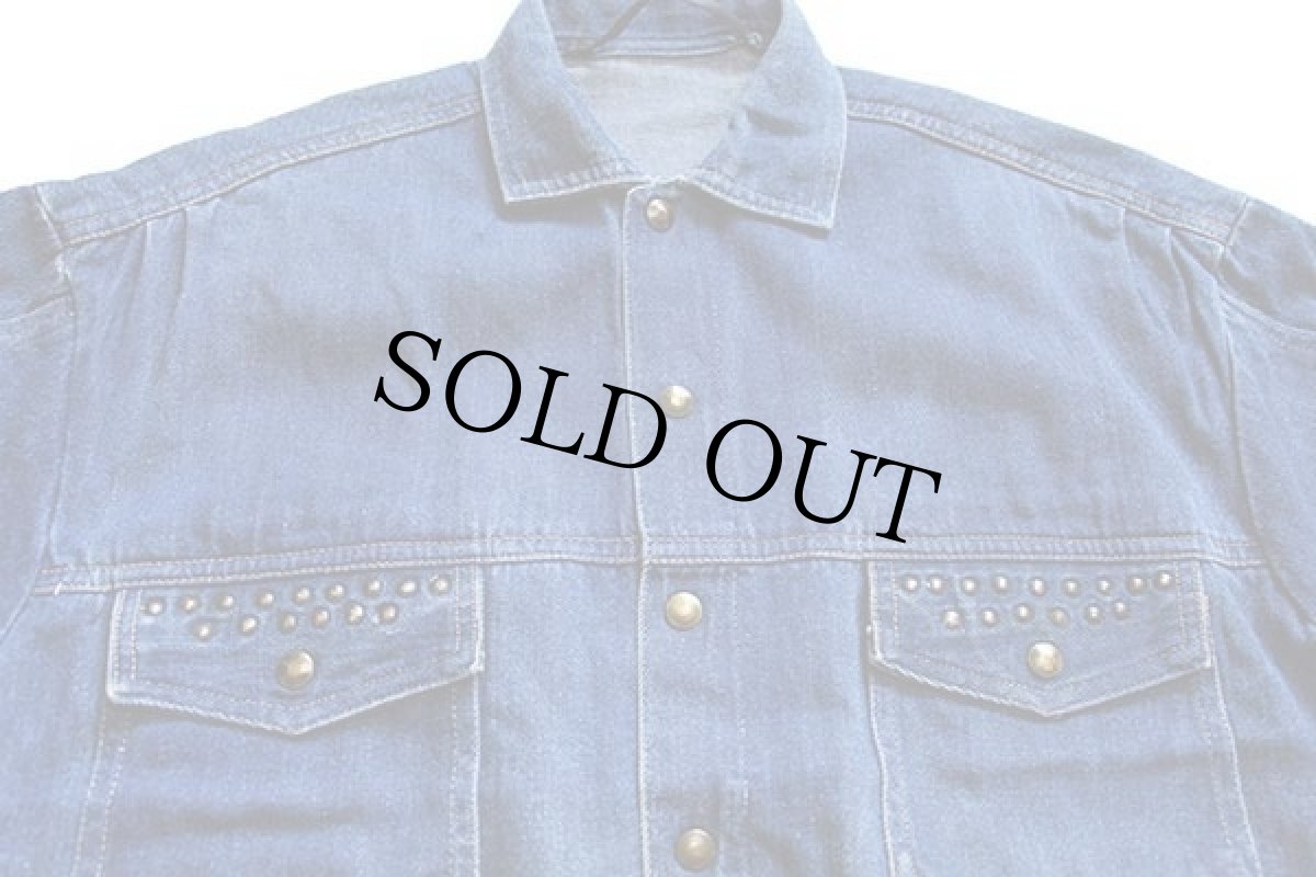 画像3: 80s UNKNOWN スタッズ付き デニムジャケット 4ポケット (3)