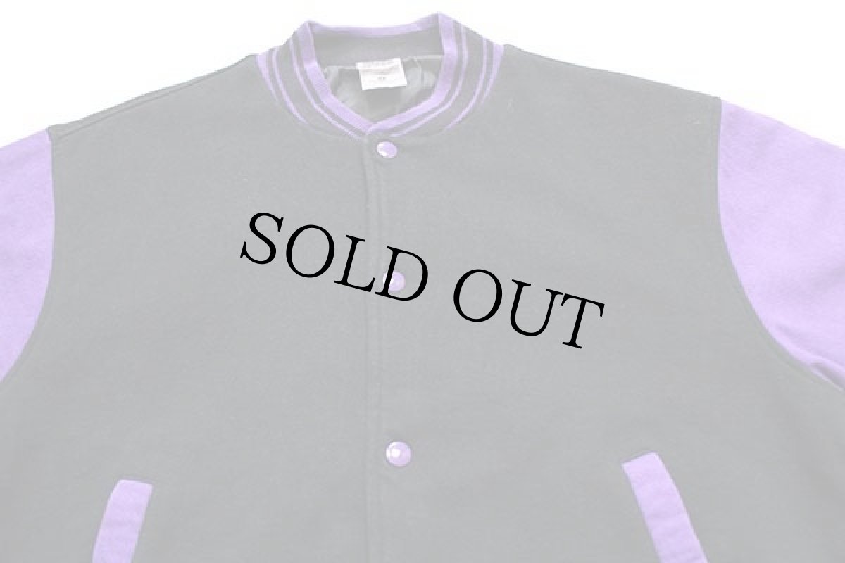 画像3: 00s FRUIT OF THE LOOM ツートン 切り替え スウェット スタジャン 黒×紫 M (3)