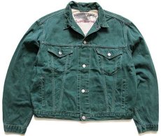 画像1: 90s Levi'sリーバイス 71165 カラーデニムジャケット 4ポケット グリーン XL★ユーロ (1)