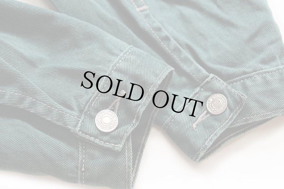 画像7: 90s Levi'sリーバイス 71165 カラーデニムジャケット 4ポケット グリーン XL★ユーロ (7)