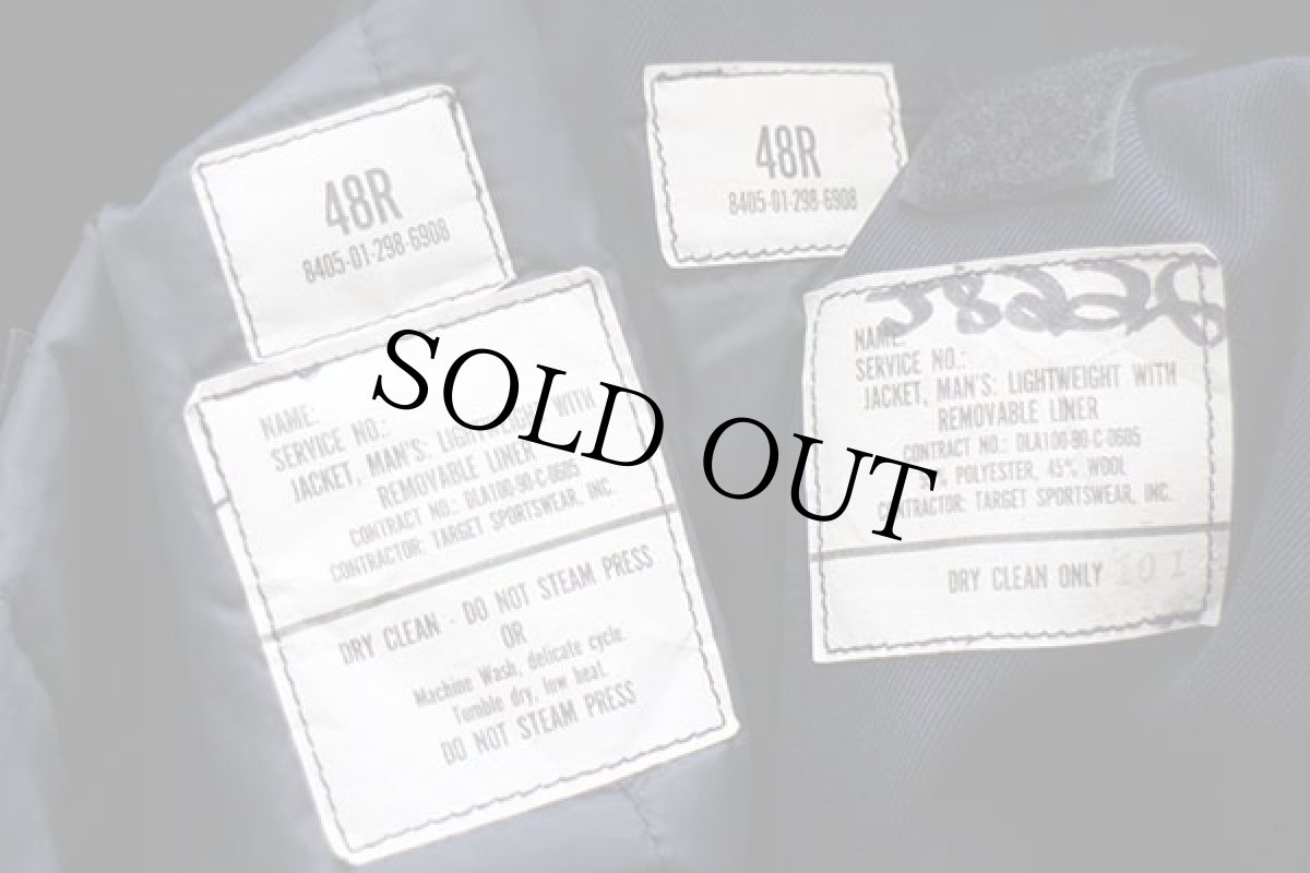 画像4: 90s 米軍 USAF チンスト付き 中綿入りライナー ライトウェイトジャケット 紺 48R (4)