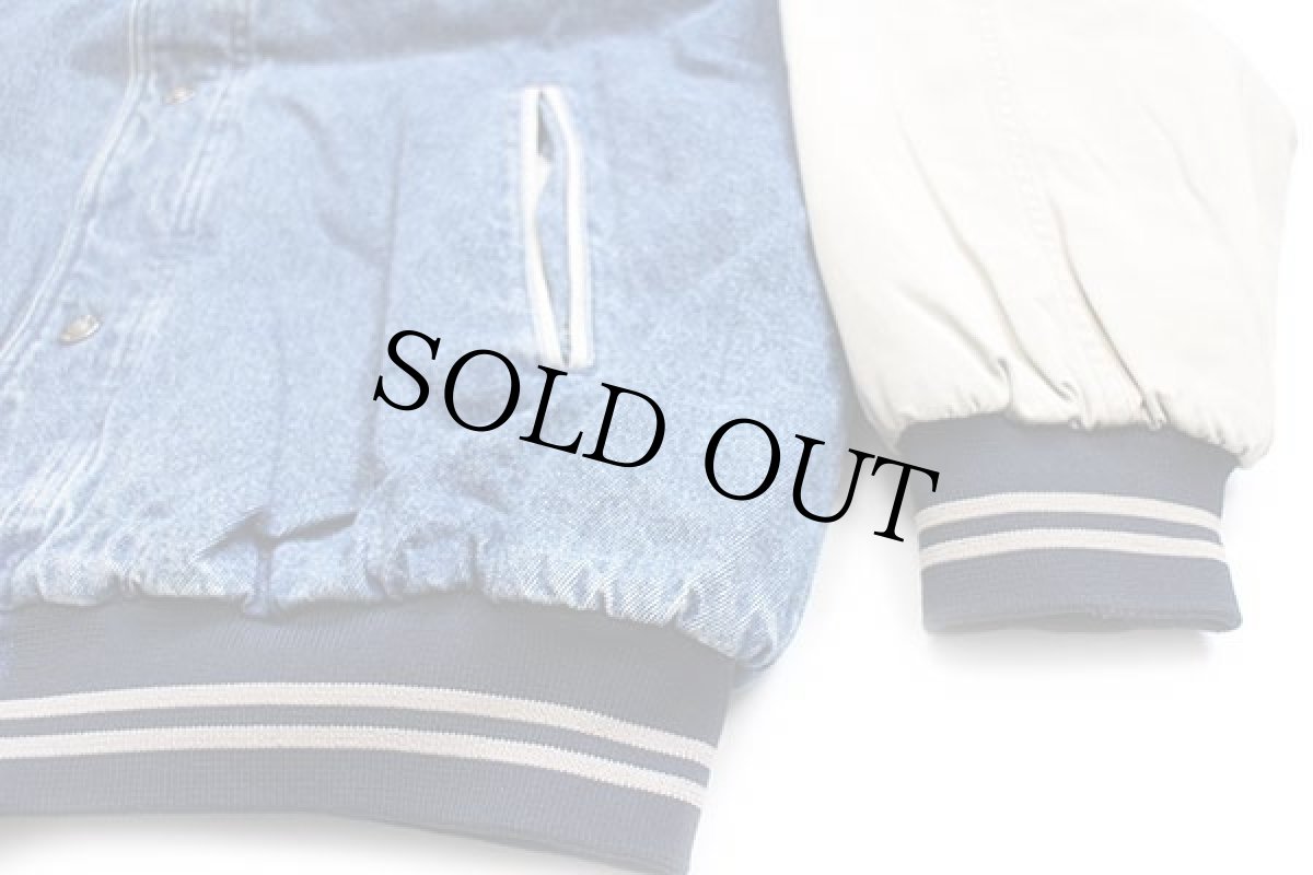 画像6: 90s NORTH BAY ツートン 切り替え キルティングライナー コットン×デニムスタジャン L (6)