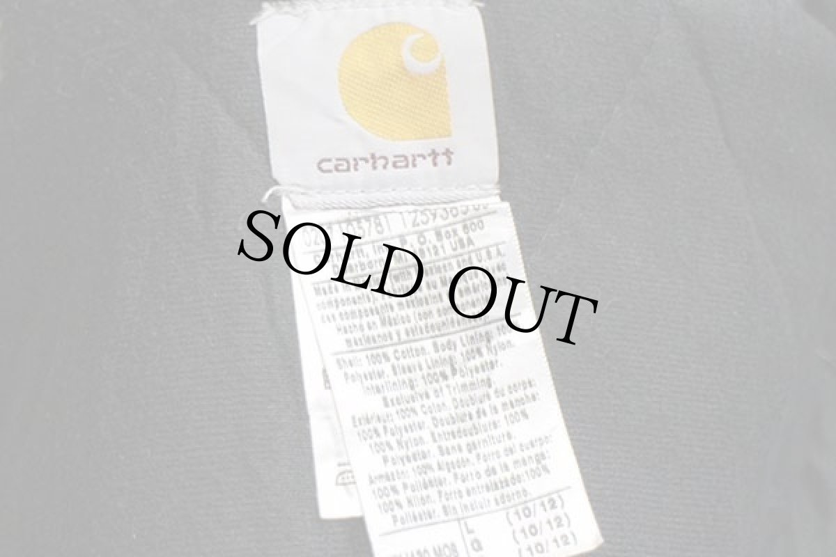 画像4: 00s メキシコ製 carharttカーハート キルティングライナー ダック地 アクティブジャケット パーカー モスグリーン ボーイズL (4)