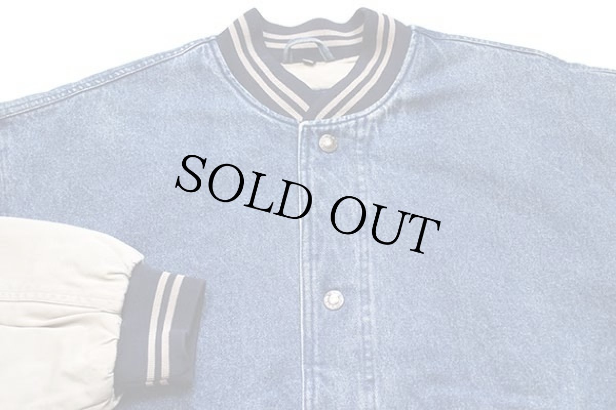 画像3: 90s NORTH BAY ツートン 切り替え キルティングライナー コットン×デニムスタジャン L (3)