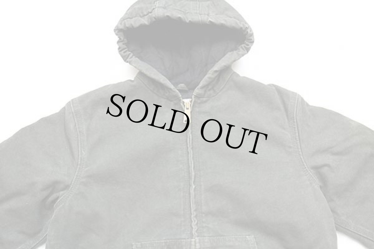 画像3: 00s メキシコ製 carharttカーハート キルティングライナー ダック地 アクティブジャケット パーカー モスグリーン ボーイズL (3)