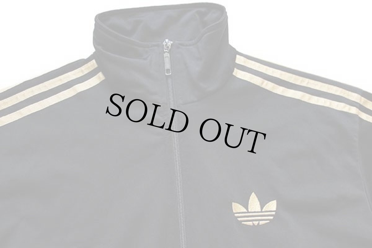 画像3: adidasアディダス トレフォイル ロゴ刺繍 トラックジャケット 黒×金 M★ジャージ (3)