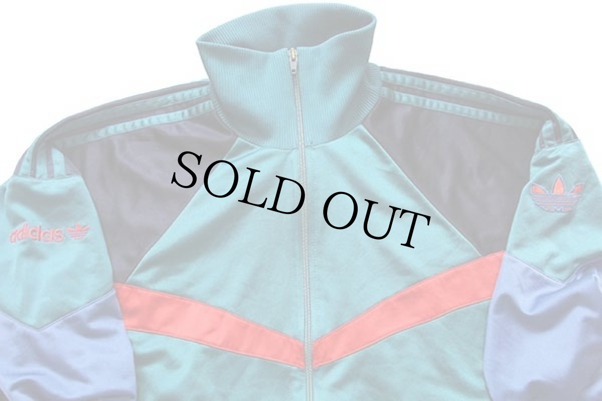画像3: 90s adidasアディダス トレフォイル ロゴ刺繍 マルチカラー 切り替え ハイネック トラックジャケット★ジャージ (3)