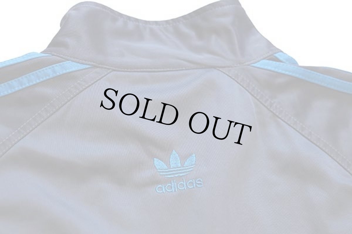 画像4: 00s adidasアディダス トレフォイル ロゴ刺繍 ツートン 切り替え リブライン トラックジャケット 青×グレー★ジャージ (4)