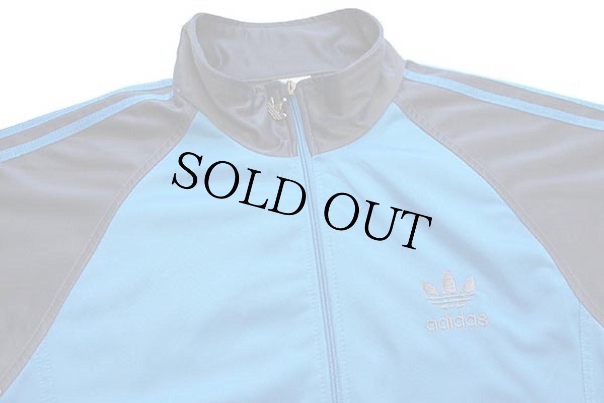 画像3: 00s adidasアディダス トレフォイル ロゴ刺繍 ツートン 切り替え リブライン トラックジャケット 青×グレー★ジャージ (3)