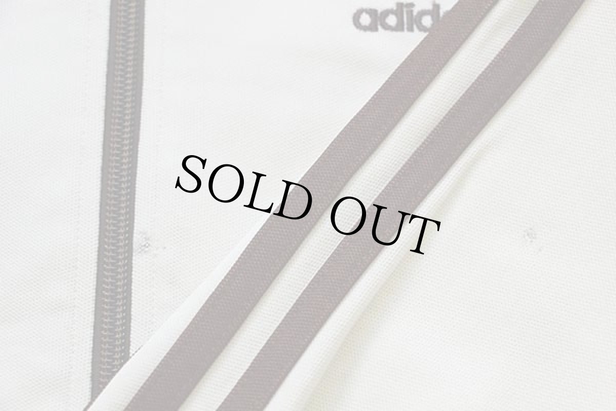 画像7: 90s adidasアディダス トレフォイル ロゴ刺繍 ハイネック トラックジャケット アイボリー×茶 L★ジャージ (7)