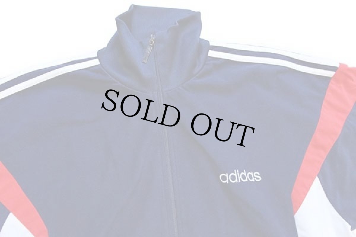 画像3: 90s adidasアディダス ロゴ刺繍 マルチカラー 切り替え ハイネック ベロア トラックジャケット M★ジャージ (3)