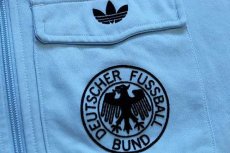 画像5: adidasアディダス DEUTSCHER FUSSBALL BUND トレフォイル フェルトプリント ハイネック トラックジャケット 水色×黒 L★ジャージ (5)