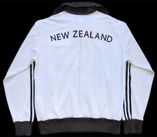画像2: 00s adidasアディダス NEW ZEALAND フェルトプリント&パッチ付き ハイネック トラックジャケット 白×炭黒 M★ジャージ (2)