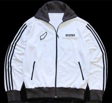 画像1: 00s adidasアディダス NEW ZEALAND フェルトプリント&パッチ付き ハイネック トラックジャケット 白×墨黒 M★ジャージ (1)