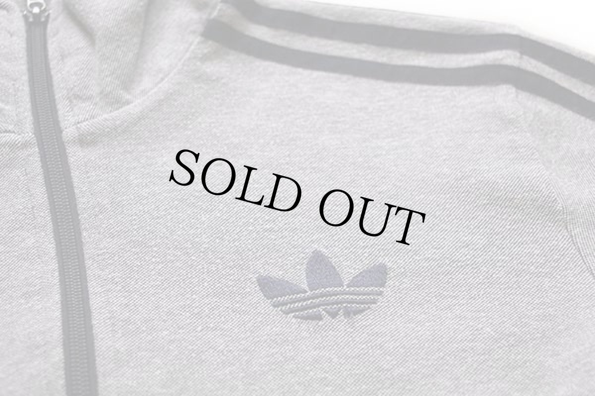 画像5: adidasアディダス トレフォイル ロゴ刺繍 トラックジャケット 杢グレー×紺 S★ジャージ (5)