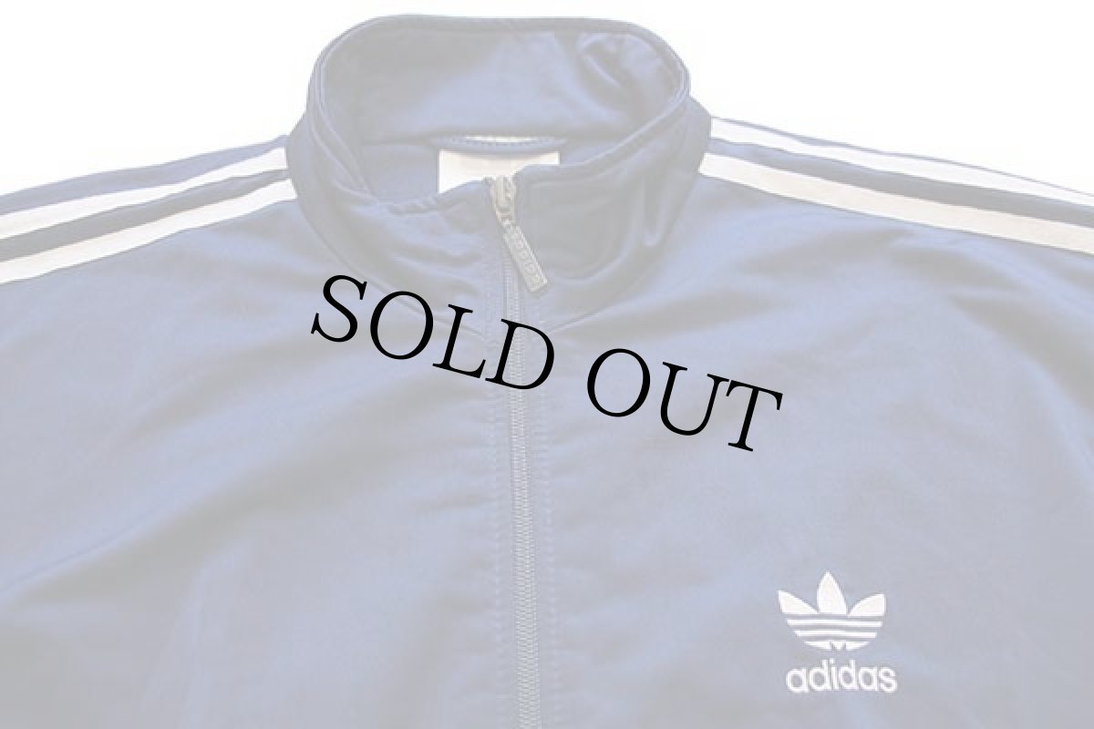 画像3: 90s adidasアディダス トレフォイル ロゴ刺繍 トラックジャケット 紺×白 M★ジャージ (3)
