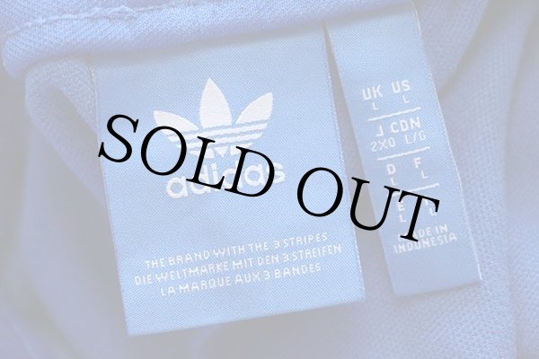 adidasアディダス トレフォイル ロゴ刺繍 トラックパンツ 青×白 L