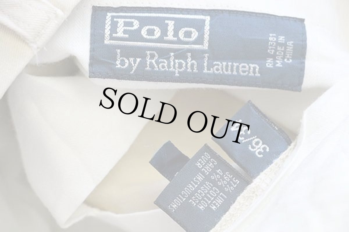 画像6: 00s ポロ ラルフローレン スラックス リネン×コットンパンツ アイボリー w36 L34 (6)