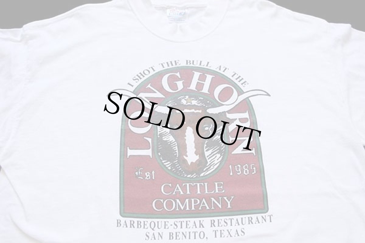 画像3: 90s Hanes LONGHORN CATTLE COMPANY 両面プリント コットン 長袖Tシャツ 白 XL (3)