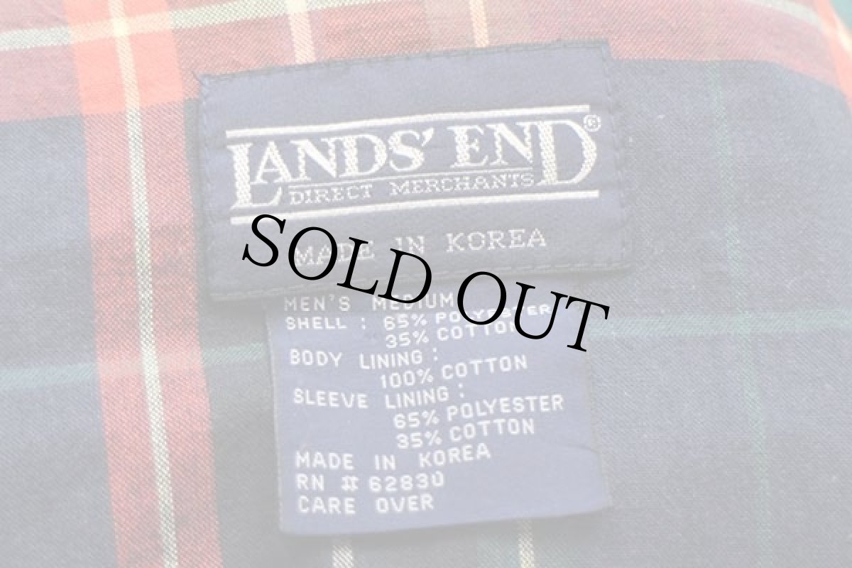 画像4: 90s LANDS'ENDランズエンド G9タイプ タータンチェックライナー ハリントンジャケット 緑 M (4)