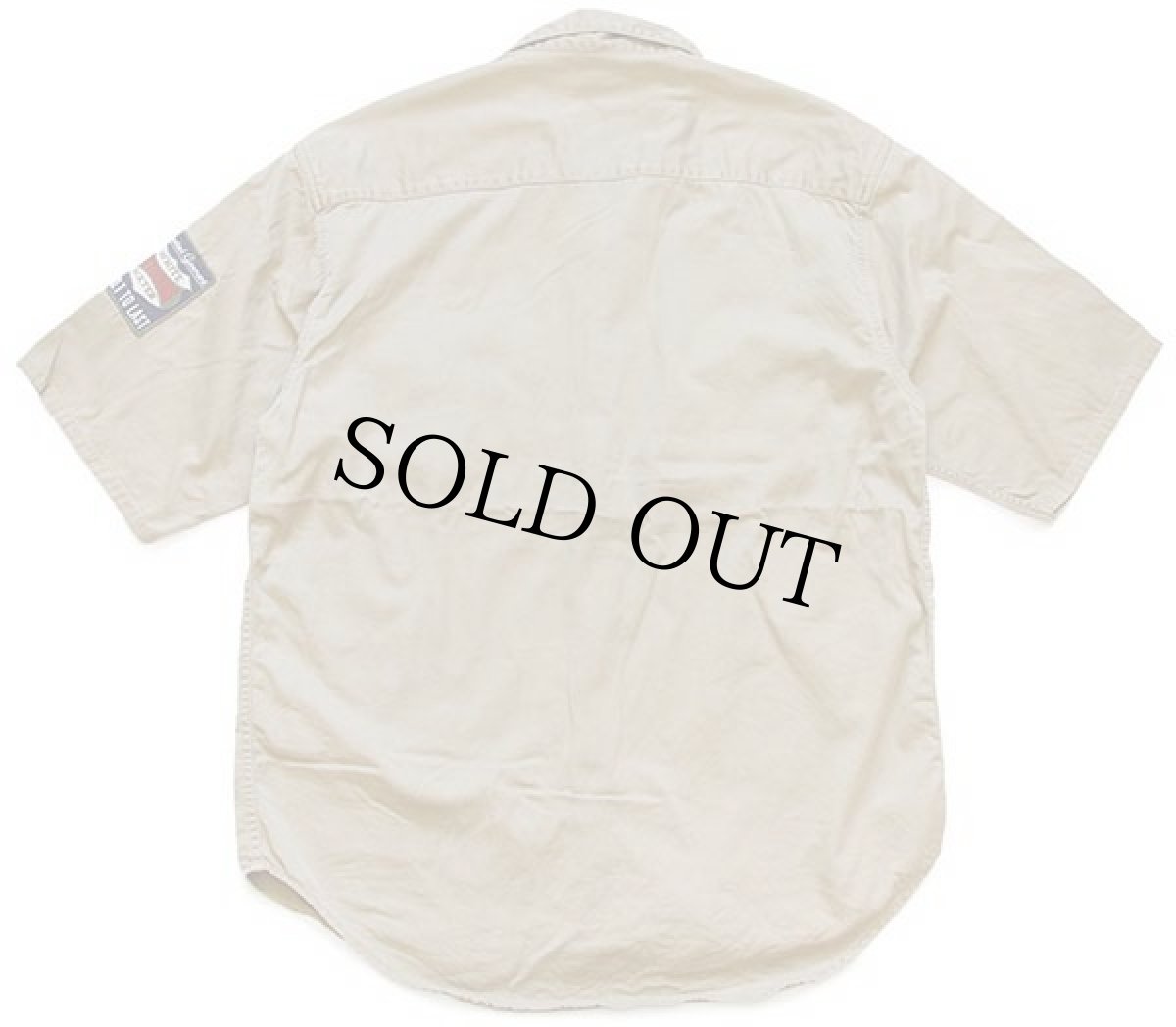 画像2: 00s GAPギャップ パッチ付き 半袖 コットンツイル オープンカラーシャツ 濃カーキ (2)