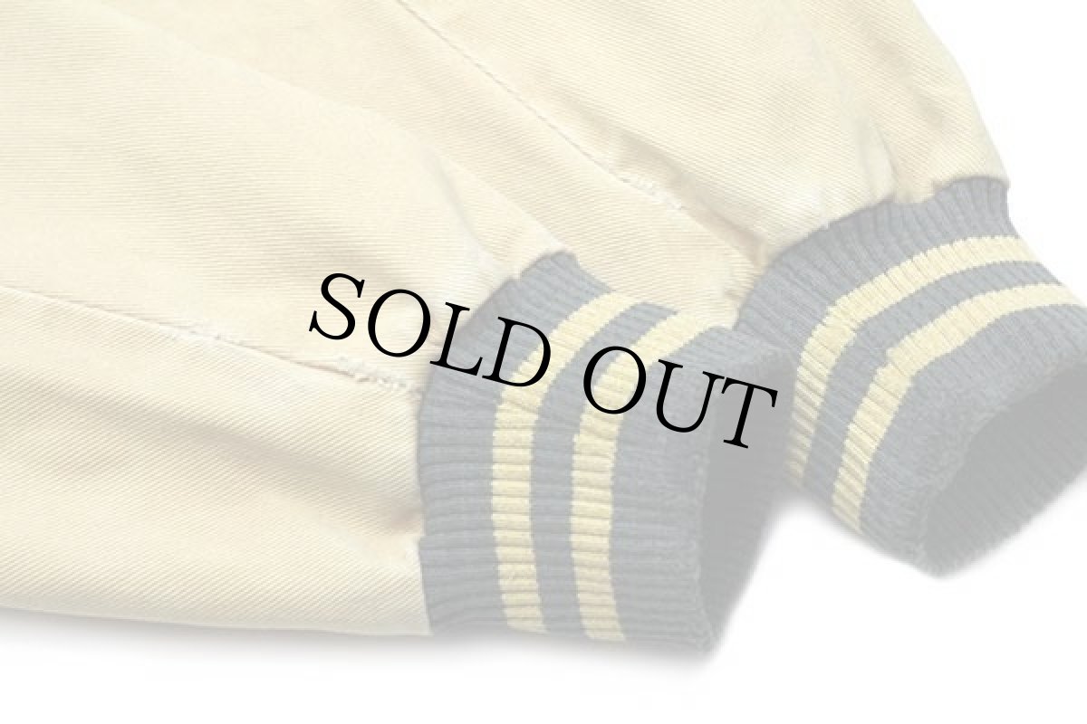 画像5: 90s カナダ製 international DENIM Jeep College 刺繍 ツートン 切り替え カラーデニムスタジャン フェード XL (5)