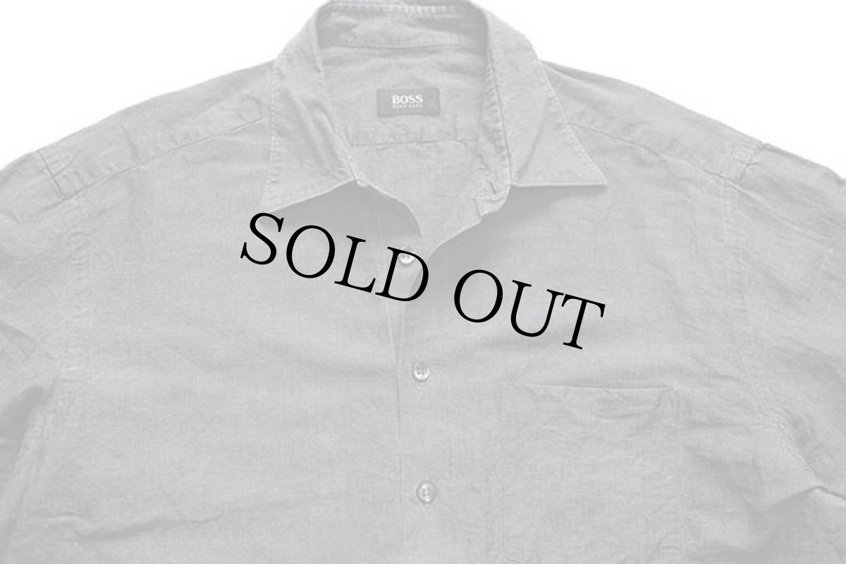 画像3: HUGO BOSS 無地 ラミー×コットンシャツ チャコールグレー 43 (3)