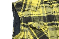 画像6: 80s ARISTOCRAT チェック カットオフ ノースリーブ コットン ライトネルシャツ 黄×黒★インド綿 (6)