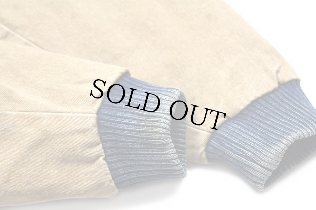 画像6: 90s CAT CATERPILLAR キャタピラー 刺繍 ストライプライナー ツートン 切り替え デニムジャケット L (6)