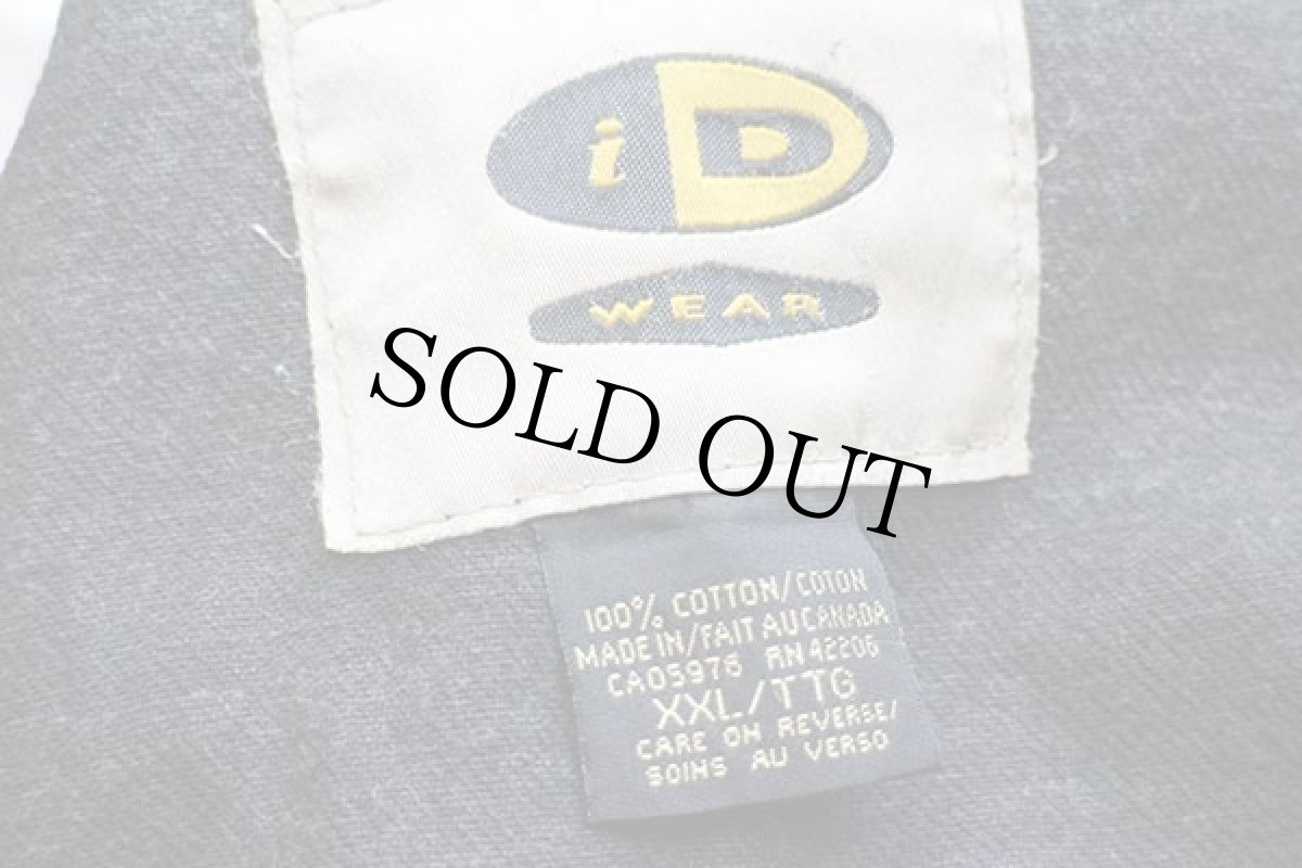 画像4: 90s カナダ製 id WEAR PARTS OPERATIONS INTERNATIONAL 刺繍 ツートン カラーデニムジャケット 黒×ベージュ XXL★特大 (4)