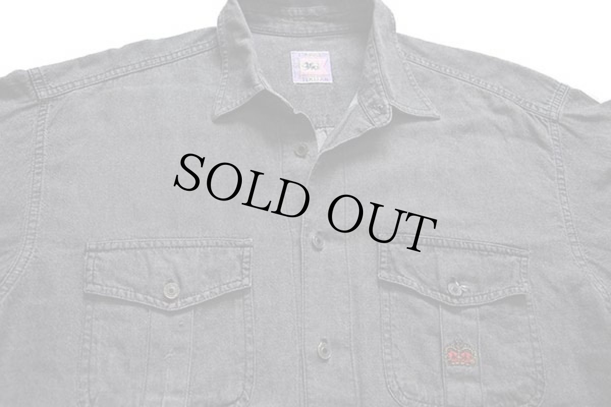 画像3: 90s イタリア製 CASUCCI 刺繍入り ブラック ダンガリーシャツ L (3)