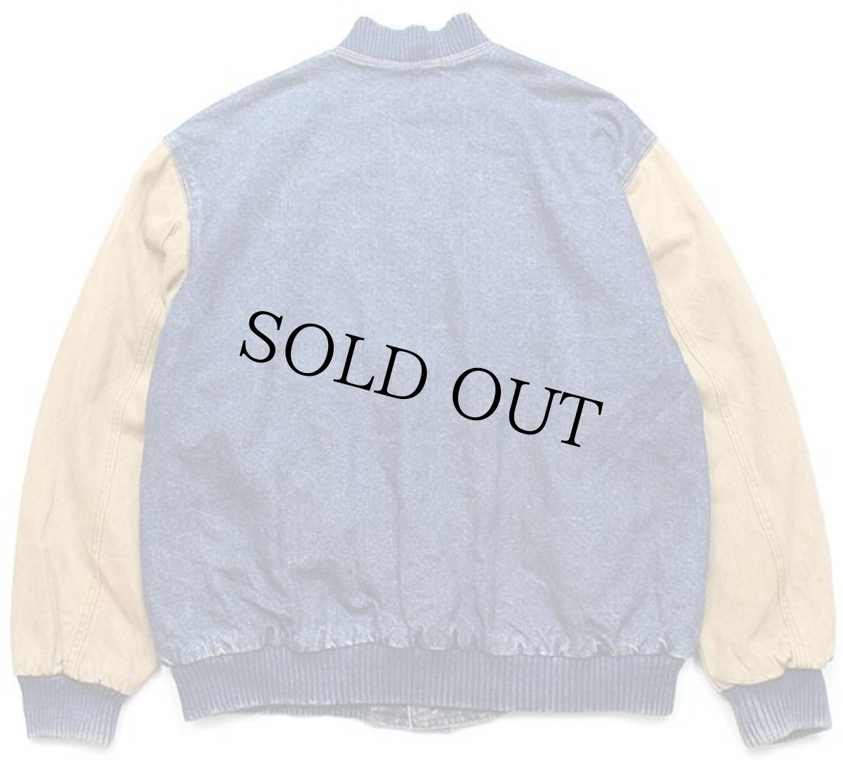 画像2: 90s CAT CATERPILLAR キャタピラー 刺繍 ストライプライナー ツートン 切り替え デニムジャケット L (2)