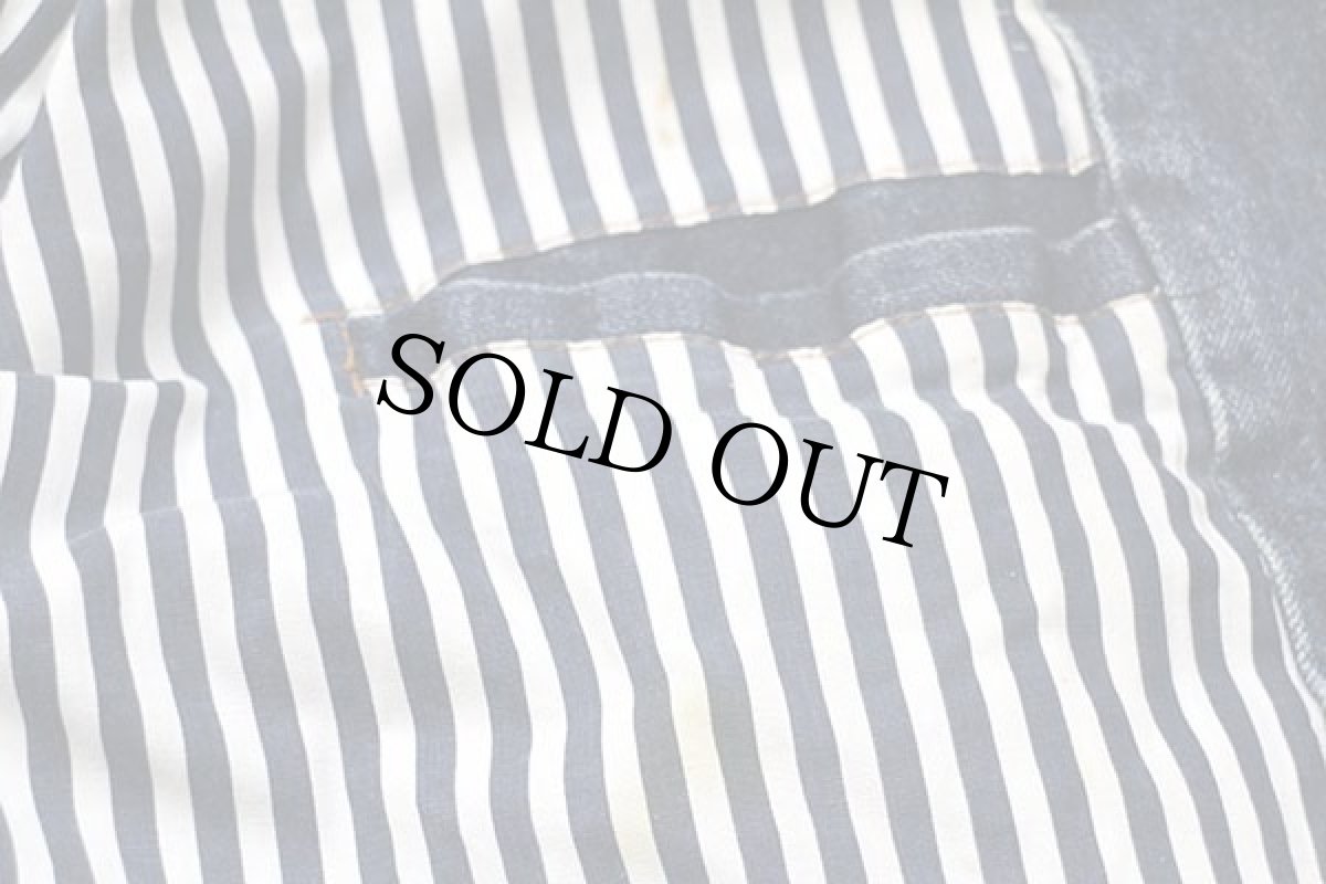 画像7: 90s CAT CATERPILLAR キャタピラー 刺繍 ストライプライナー ツートン 切り替え デニムジャケット L (7)