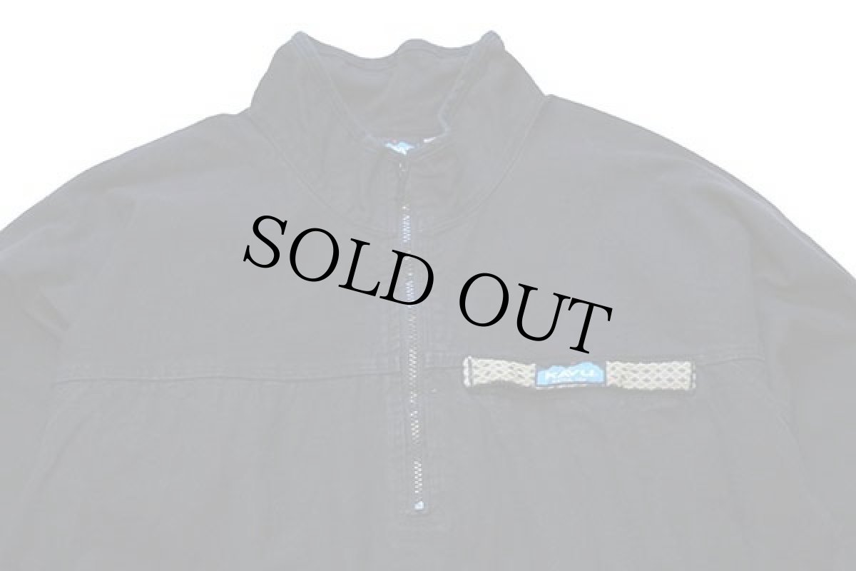 画像3: USA製 KAVUカブー ハーフジップ プルオーバー コットン キャンバス スローシャツ 黒 L (3)