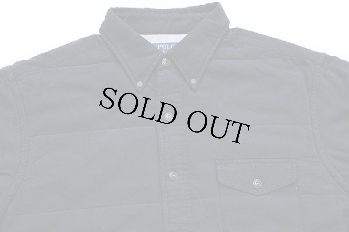 画像3: ポロ ラルフローレン 中綿入り 三点留め ボタンダウン コットンシャツ 黒 L (3)