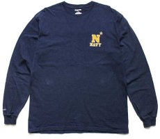 画像2: JANSPORTジャンスポーツ U.S.NAVY NAVAL ACADEMY パッチ付き コットン 長袖Tシャツ 紺 L (2)