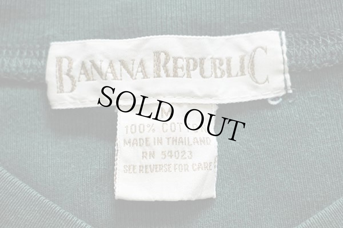 画像4: 90s BANANA REPUBLICバナナリパブリック ヘンリーネック コットン カットソー 緑 M (4)