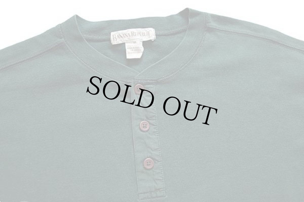 画像3: 90s BANANA REPUBLICバナナリパブリック ヘンリーネック コットン カットソー 緑 M (3)