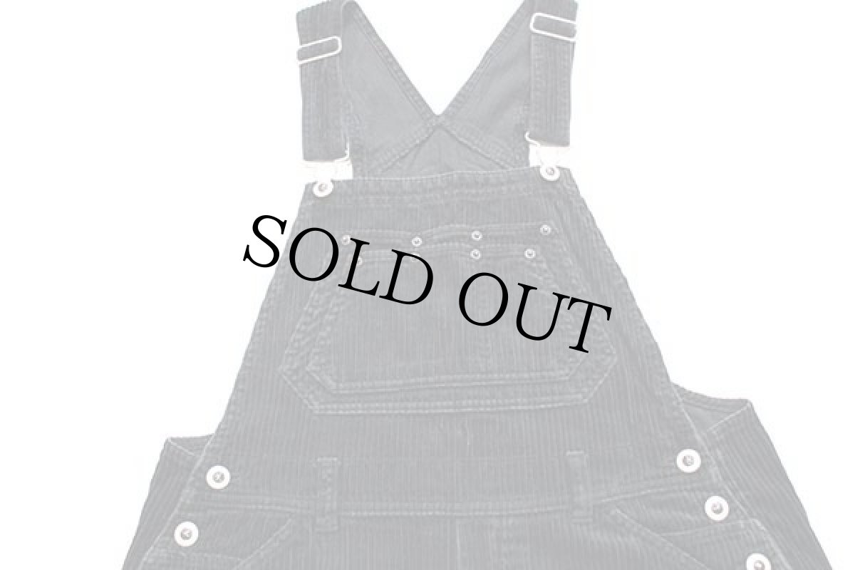 画像4: 00s CAROLINA BLUES コットン 太畝 コーデュロイ オーバーオール ブラック M★サロペット (4)