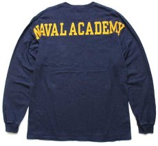 画像1: JANSPORTジャンスポーツ U.S.NAVY NAVAL ACADEMY パッチ付き コットン 長袖Tシャツ 紺 L (1)