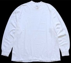 画像1: 90s USA製 GAPギャップ モックネック 無地 コットン 長袖Tシャツ 白 L (1)