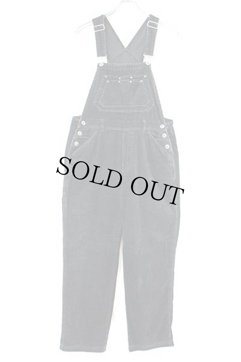 画像2: 00s CAROLINA BLUES コットン 太畝 コーデュロイ オーバーオール ブラック M★サロペット (2)