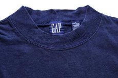 画像5: 90s GAPギャップ モックネック 無地 コットン ポケットTシャツ 紺 M (5)