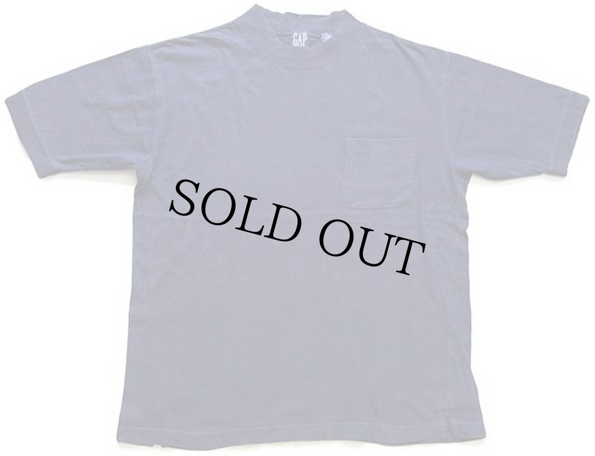 画像2: 90s GAPギャップ モックネック 無地 コットン ポケットTシャツ 紺 M (2)