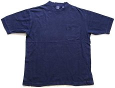 画像2: 90s GAPギャップ モックネック 無地 コットン ポケットTシャツ 紺 M (2)