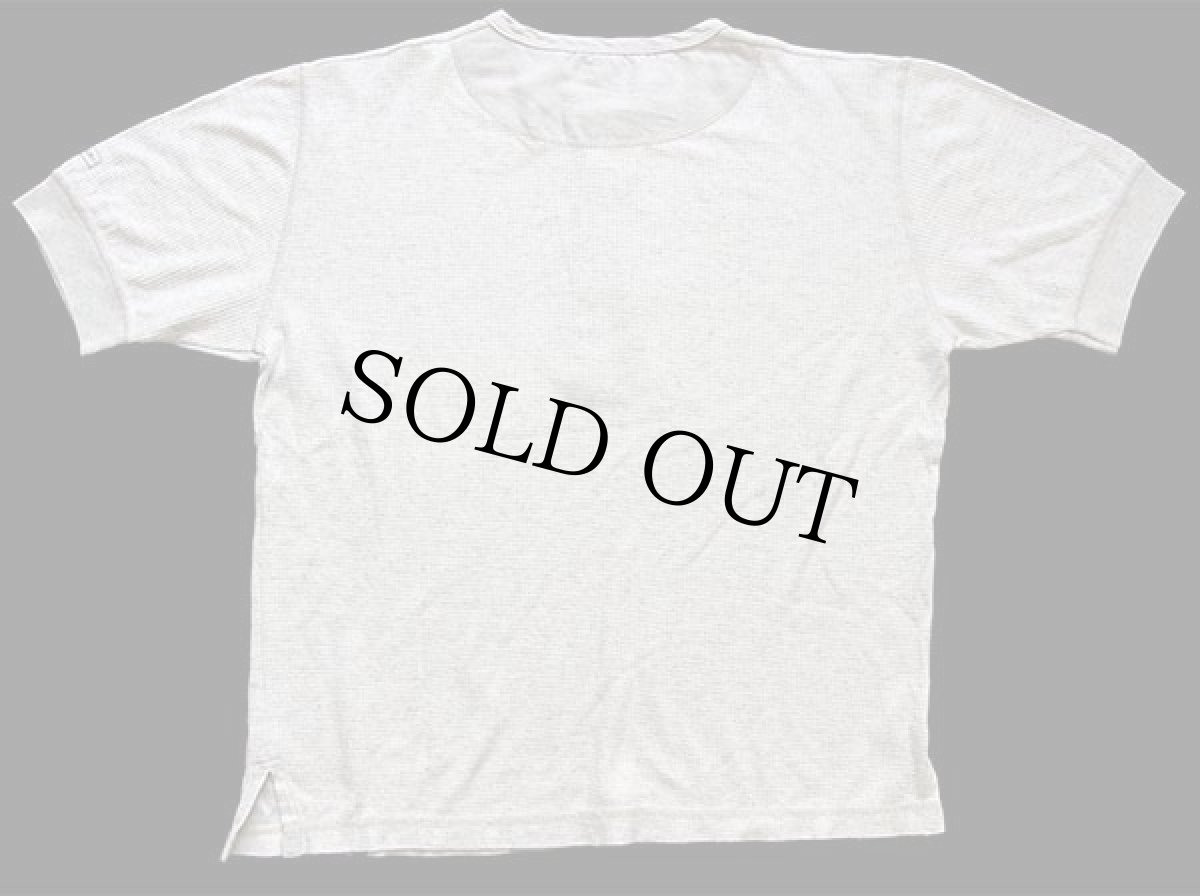 画像3: 90s イタリア製 GYMNASIUM 格子柄ステッチ ヘンリーネック コットン カットソー グレーベージュ S (3)