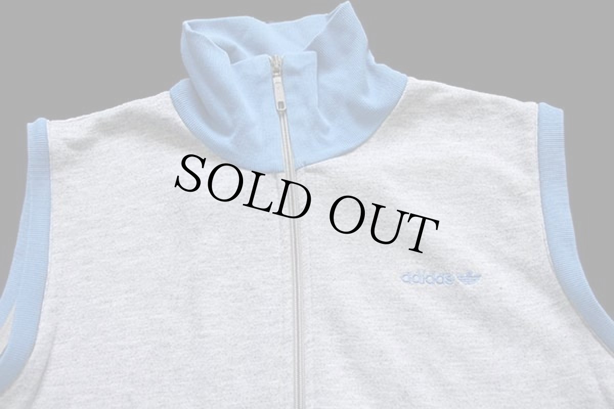 画像3: 80s adidasアディダス トレフォイル ロゴ刺繍 ツートン フルジップ スウェットベスト XL★トラックジャケット (3)