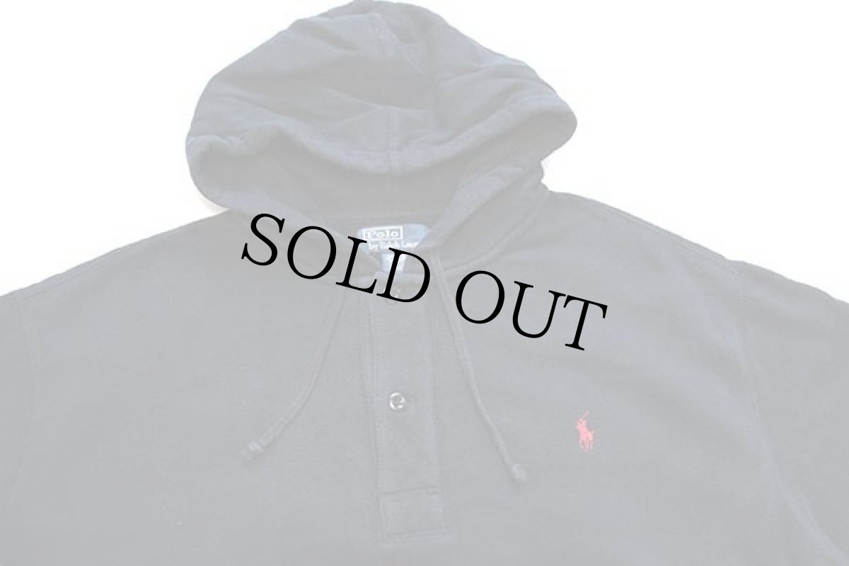 画像3: 00s ポロ ラルフローレン ワンポイント ヘンリーネック コットン スウェットパーカー 黒 2XB★特大 (3)